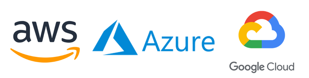 AWS, Azure and Google Cloud logos